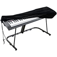 Los mejores  - Cubierta para el teclado de piano- cubierta protectora tramo de terciopelo con cordón elástico ajustable para 61 teclas…
